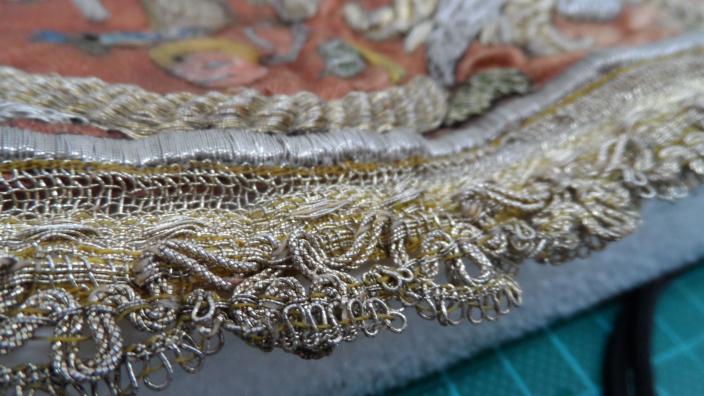 Close up view of a conserved fabric